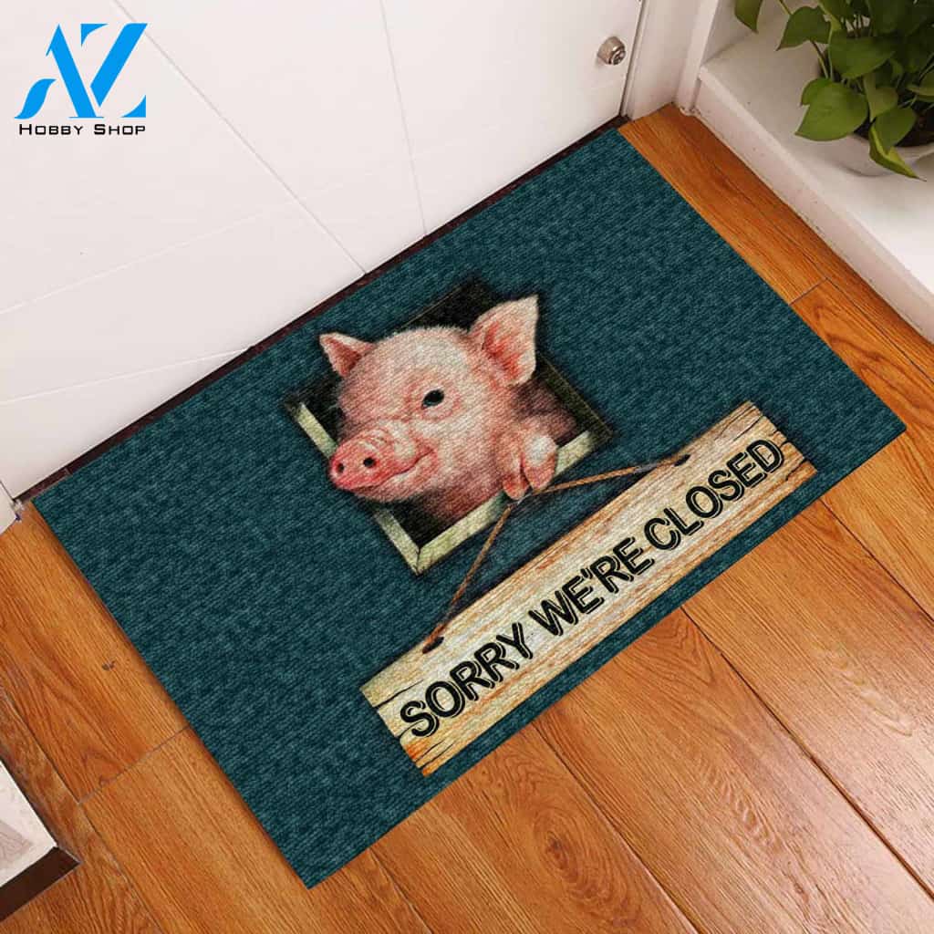 Sorry We're Closed Pig Doormat Welcome Mat Housewarming Gift Home Decor Gift For Pig Lovers Funny Doormat Gift Idea
