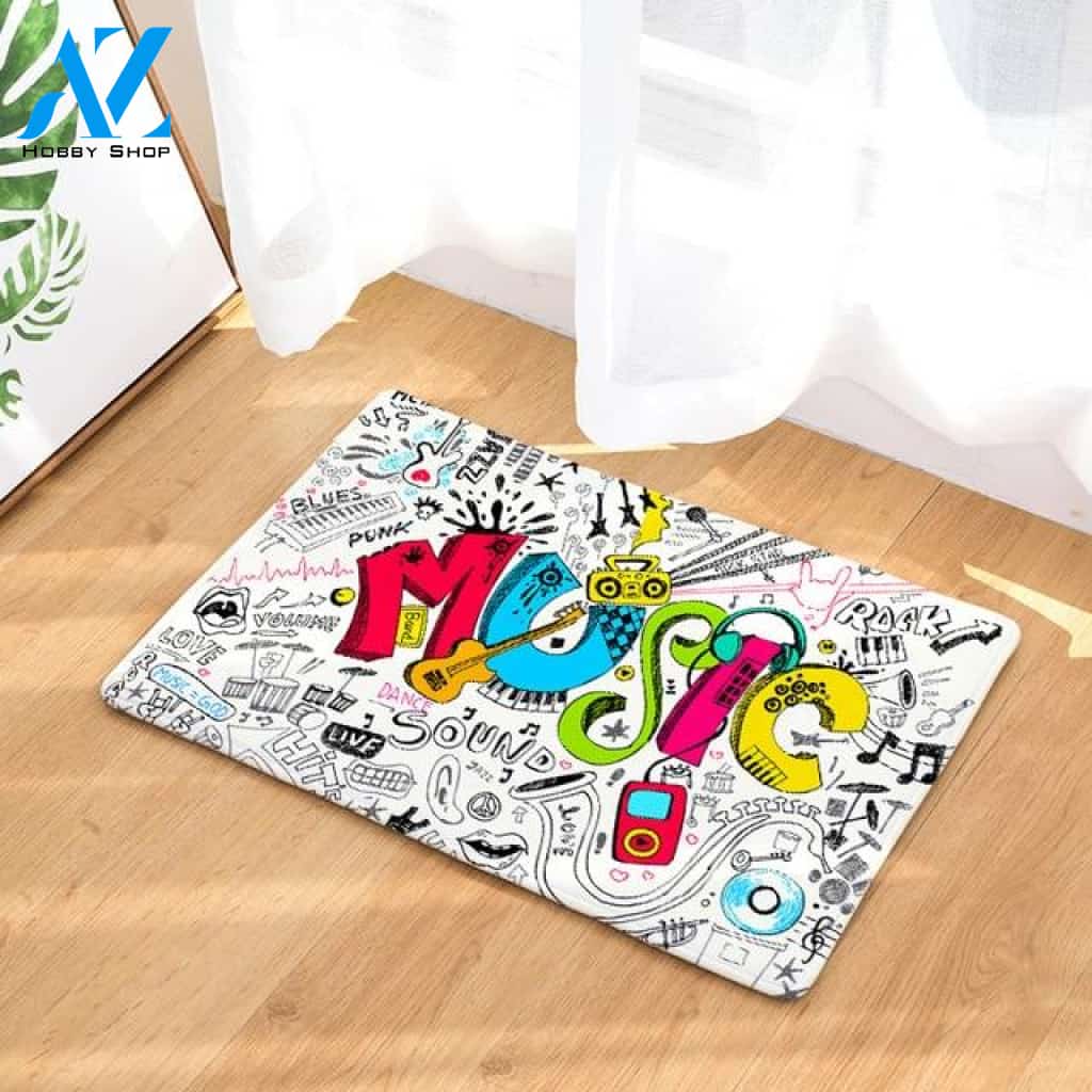 Sound Music Rock Doormat Welcome Mat Housewarming Gift Home Decor Farmhouse Funny Doormat Gift For Friend Gift Idea For Music Lovers