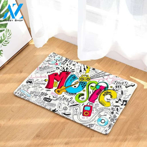 Sound Music Rock Doormat Welcome Mat Housewarming Gift Home Decor Farmhouse Funny Doormat Gift For Friend Gift Idea For Music Lovers
