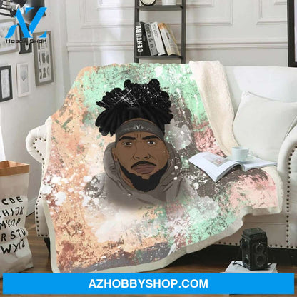 South Africa Black Men Artwork Freaking Cool Black Dreadlock Men Fleece Blanket