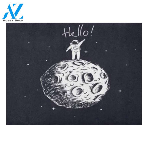 Space Astronaut On Moon And Say Hello Doormat Welcome Mat House Warming Gift Home Decor Funny Doormat Gift Idea