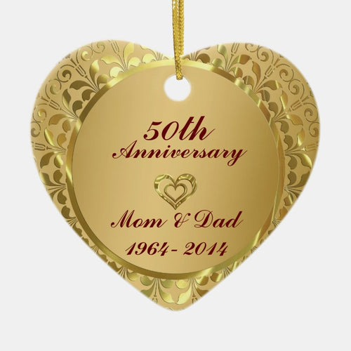 Sparkling Gold  50Th Wedding Anniversary Ceramic Ornament