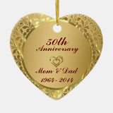 Sparkling Gold  50Th Wedding Anniversary Ceramic Ornament