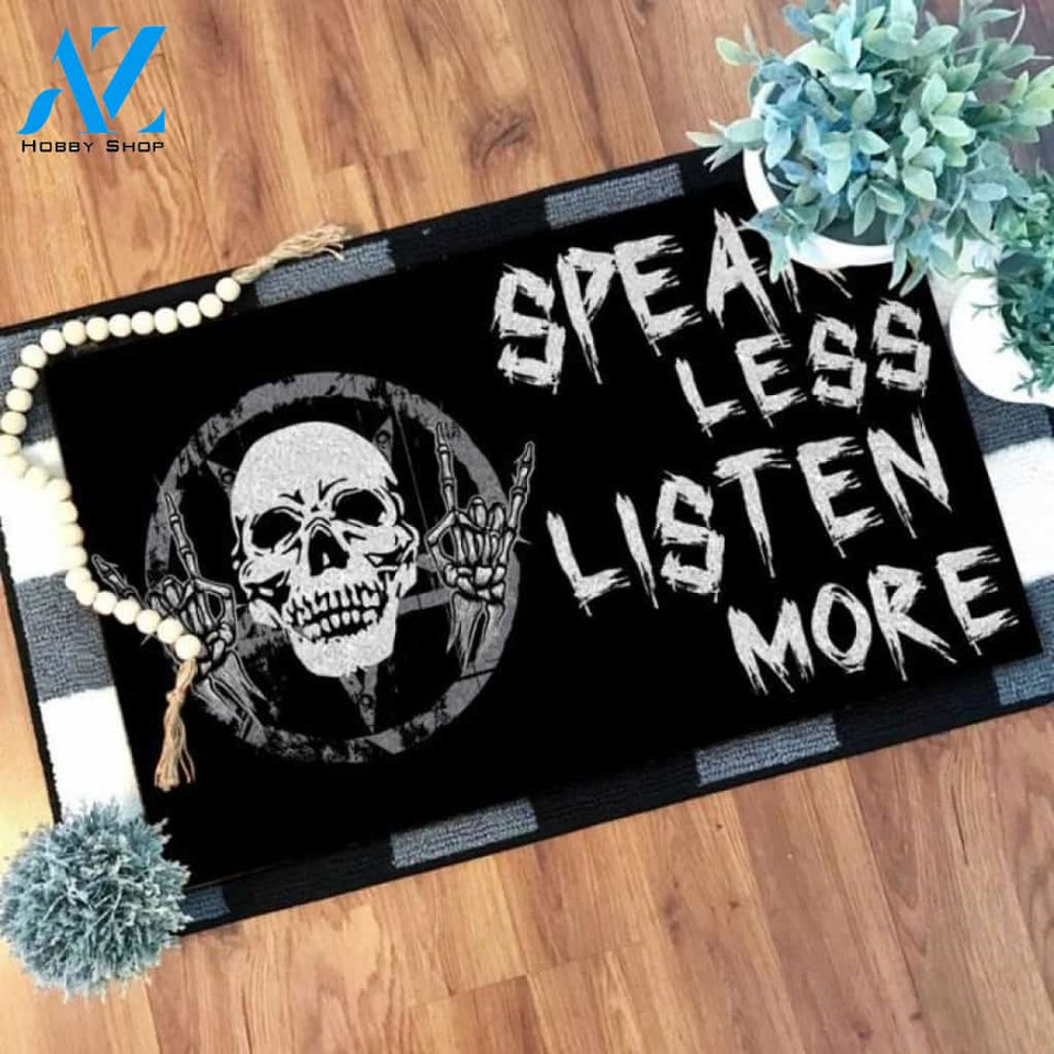 Speak less listen more Skull Satan Doormat | Welcome Mat | House Warming Gift