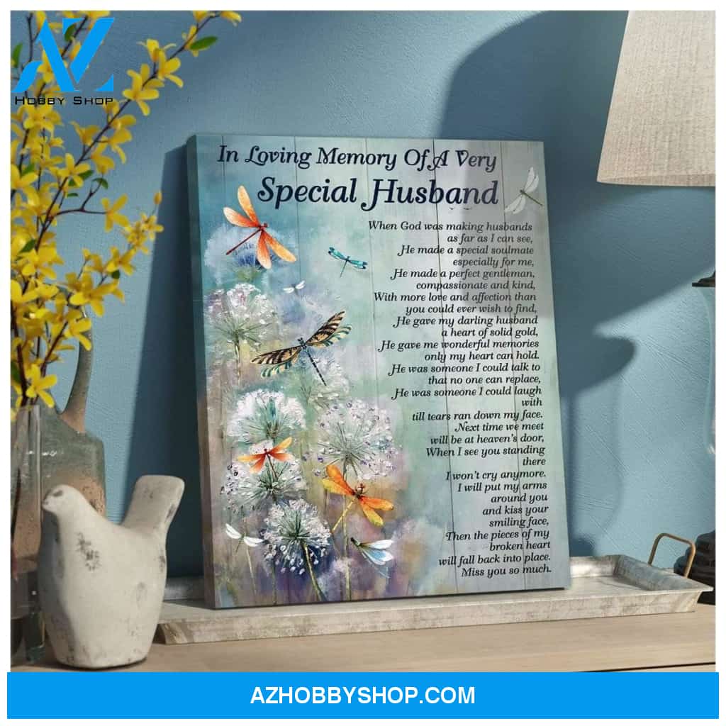 Special Husband Dandelion Dragonfly Wall Art Canvas