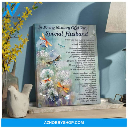 Special Husband Dandelion Dragonfly Wall Art Canvas