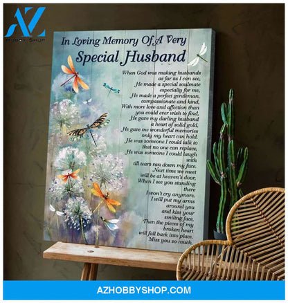 Special Husband Dandelion Dragonfly Wall Art Canvas
