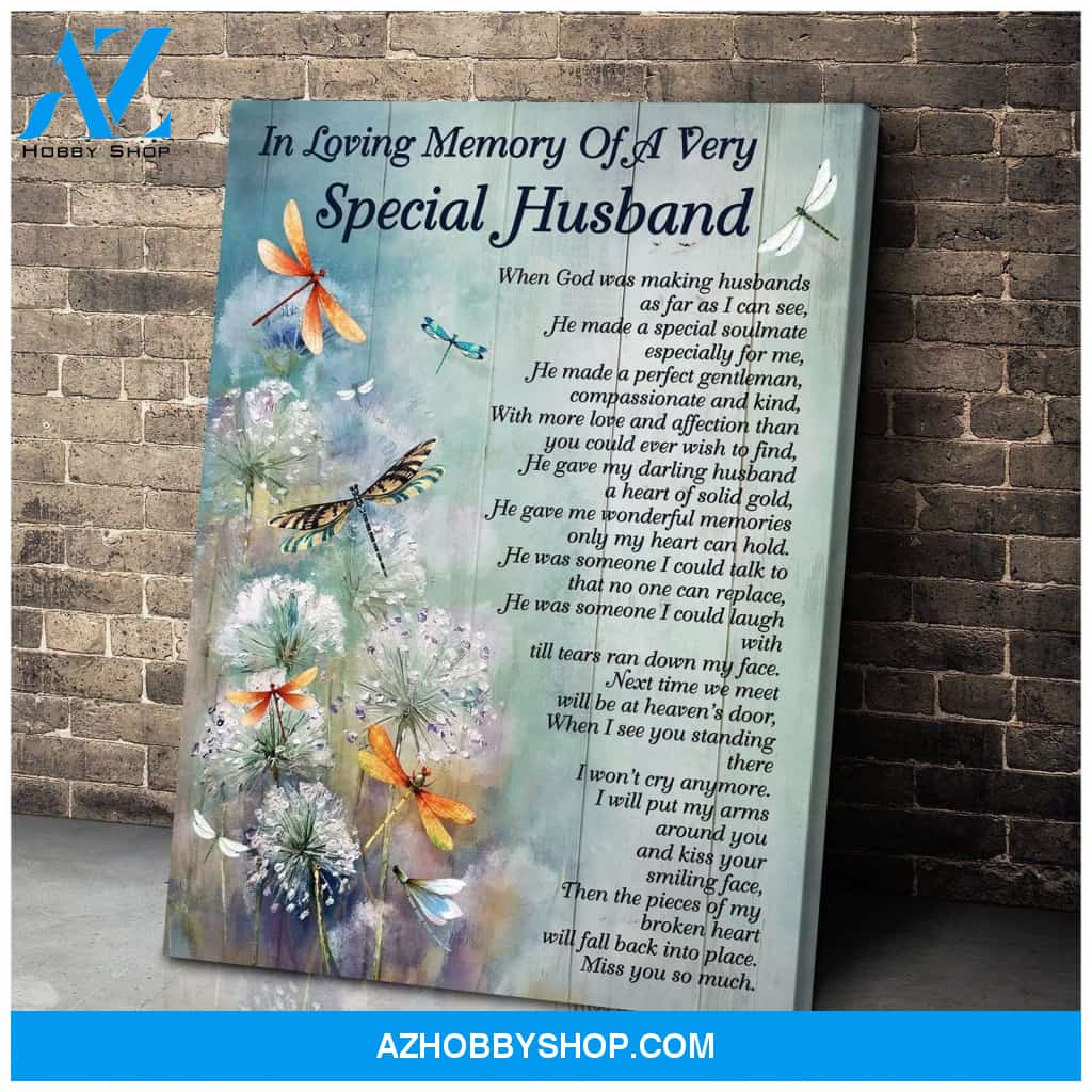 Special Husband Dandelion Dragonfly Wall Art Canvas