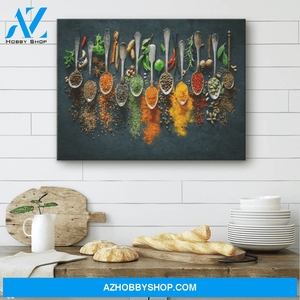 Spices And Herbs Kitchen Hanging Canvas | 3D Printed Cooking Canvas Wall Art, Wall Decor Visual Art