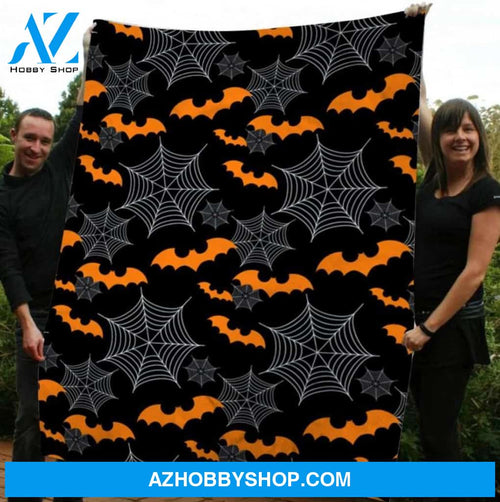 Spiderweb Bat Halloween Gift Fleece Blanket - Sherpa Blanket