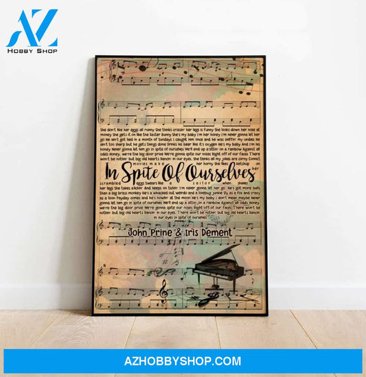 Spite Of Ourselves Lyrics Canvas Wall Art, Wall Decor Visual Art, Song Lyrics Poster, Vintage Posters
