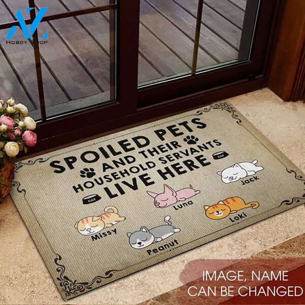 Spoiled Cat Doormat, Funny Cat Doormat, Cute Welcome Cat Mat, Cat Lover Gift,Housewarming Gift,Indoor Outdoor Mat, Living Room Decor
