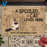 Spoiled Cats Live Here Funny Cats Personalized Doormat | Welcome Mat | House Warming Gift