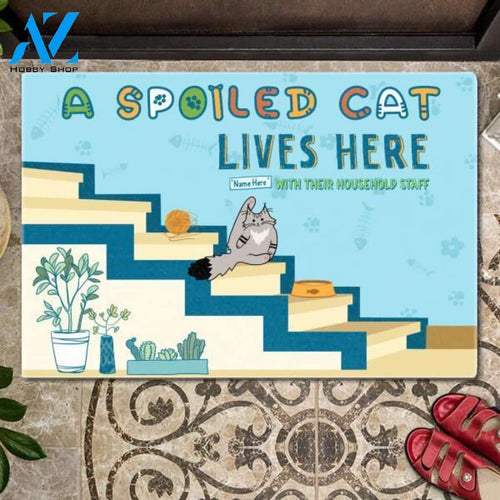 Spoiled Cats Live Here L2Z Personalized Doormat | Welcome Mat | House Warming Gift
