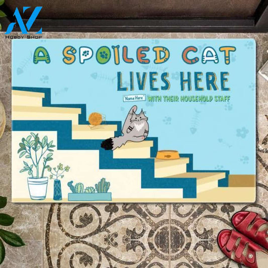 Spoiled Cats Live Here L2Z Personalized Doormat | Welcome Mat | House Warming Gift