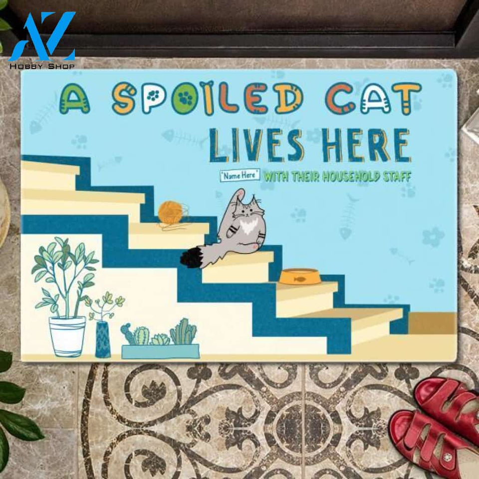 Spoiled Cats Live Here L2Z Personalized Doormat | Welcome Mat | House Warming Gift