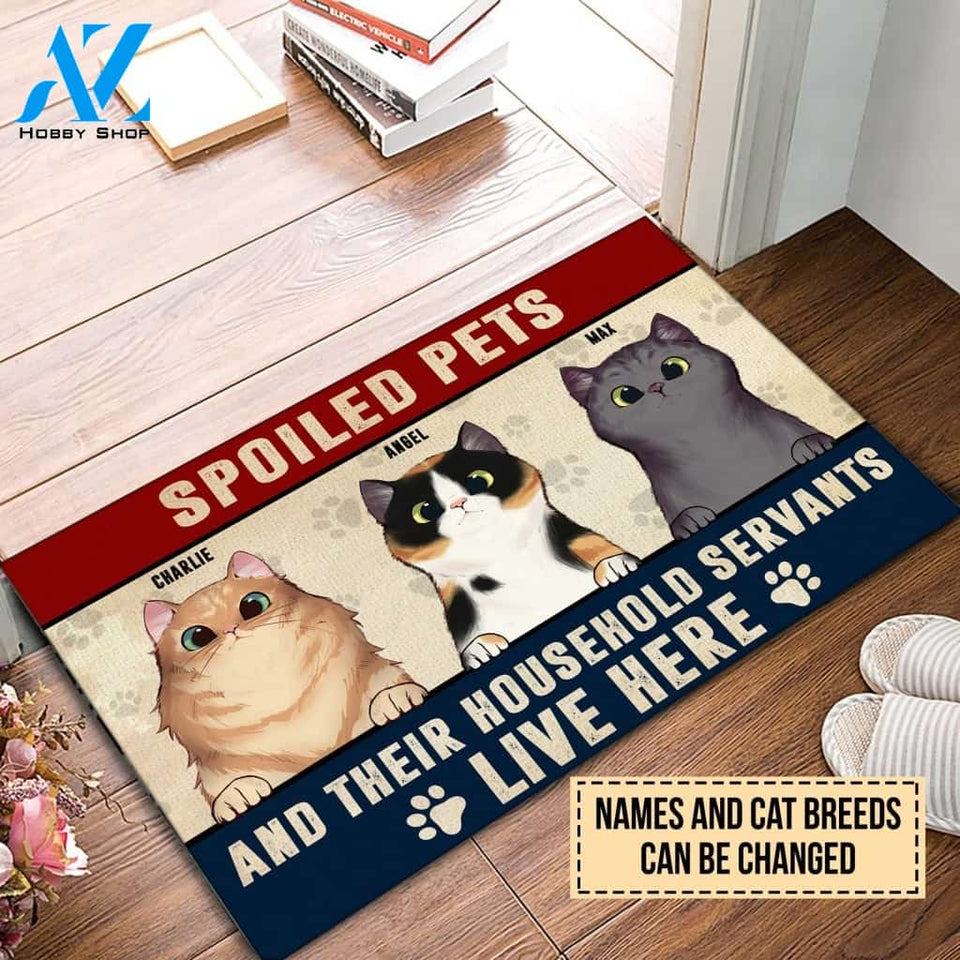 Spoiled Pets And Their Household Servants Personalized Doormat | Welcome Mat | House Warming Gift