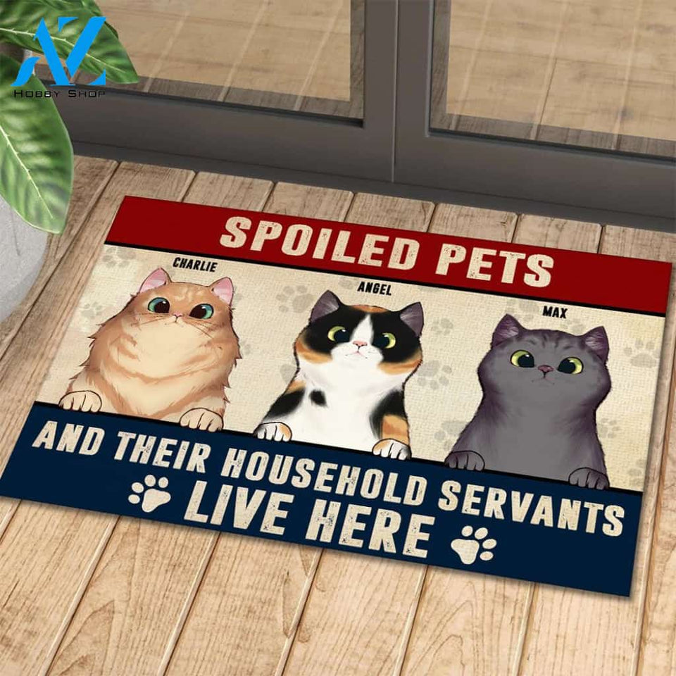 Spoiled Pets And Their Household Servants Personalized Doormat | Welcome Mat | House Warming Gift