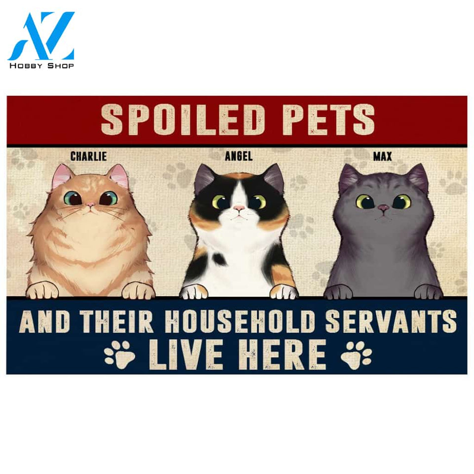 Spoiled Pets And Their Household Servants Personalized Doormat | Welcome Mat | House Warming Gift