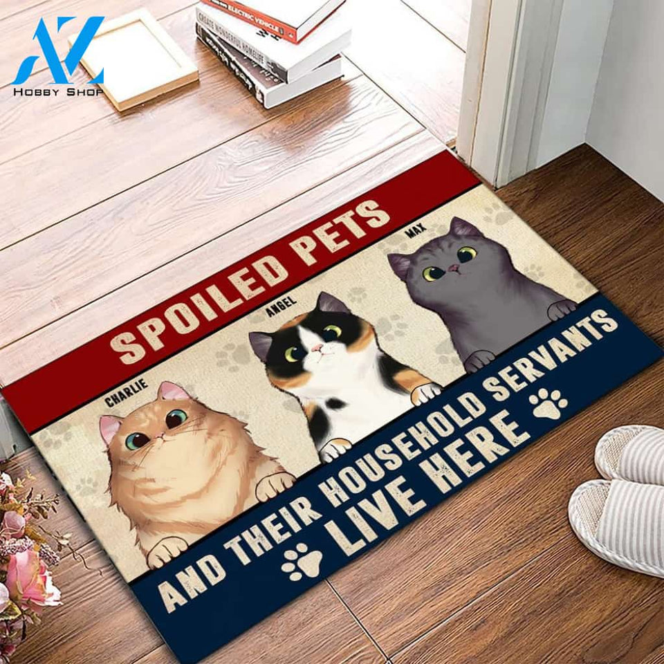 Spoiled Pets And Their Household Servants Personalized Doormat | Welcome Mat | House Warming Gift