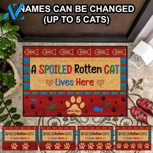 Spoiled Rotten Cat Lives Here Doormat, Personalized Doormat, Cat Paw Doormat, Cat Lover Doormat, Funny Doormat, Welcome Mat, Cat Lover Gift