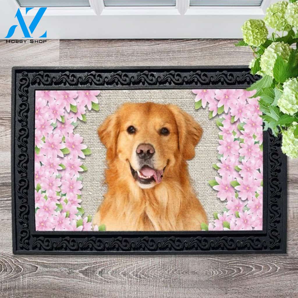 Spring Flowers Golden Retriever Doormat