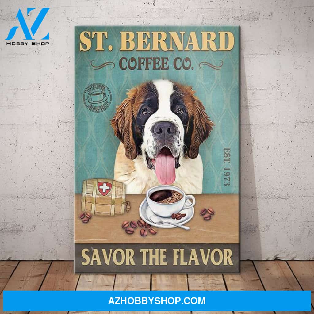 St. Bernard Dog Coffee Company Canvas Wall Art, Wall Decor Visual Art