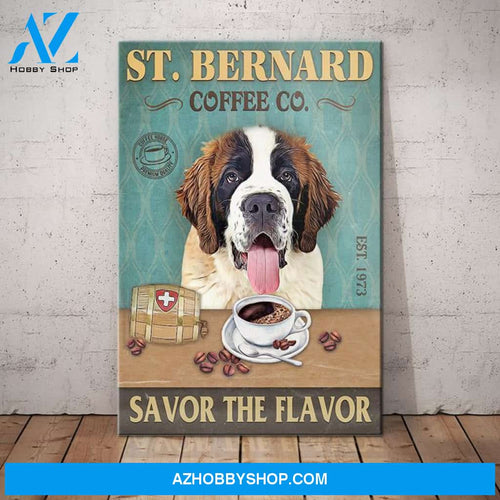 St. Bernard Dog Coffee Company Canvas Wall Art, Wall Decor Visual Art