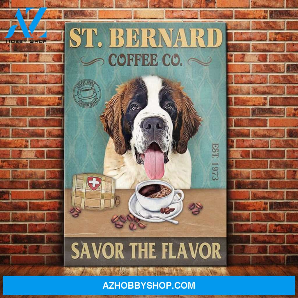 St. Bernard Dog Coffee Company Canvas Wall Art, Wall Decor Visual Art