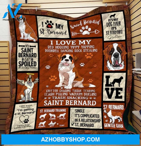 St Bernard Dog Fleece Blanket, Gift For St Bernard Dog lovers, Gift For Family Friends Birthday Gift Home Decor Bedding Couch Sofa Soft