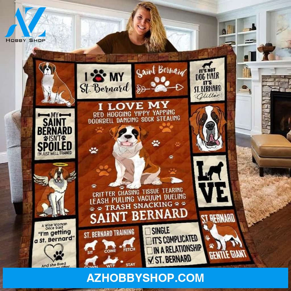St Bernard Dog Fleece Blanket, Gift For St Bernard Dog lovers, Gift For Family Friends Birthday Gift Home Decor Bedding Couch Sofa Soft
