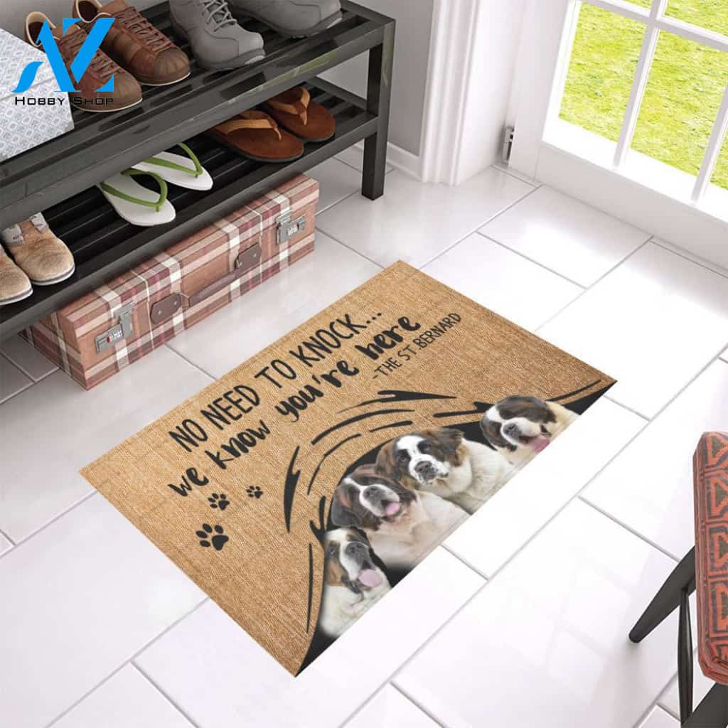 St Bernard No Need To Knock doormat | Welcome Mat | House Warming Gift