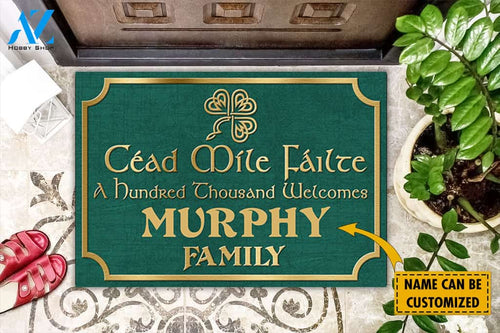 St. Patrick's Day A Hundred Thousand Welcomes Personalized Doormat | Welcome Mat | House Warming Gift