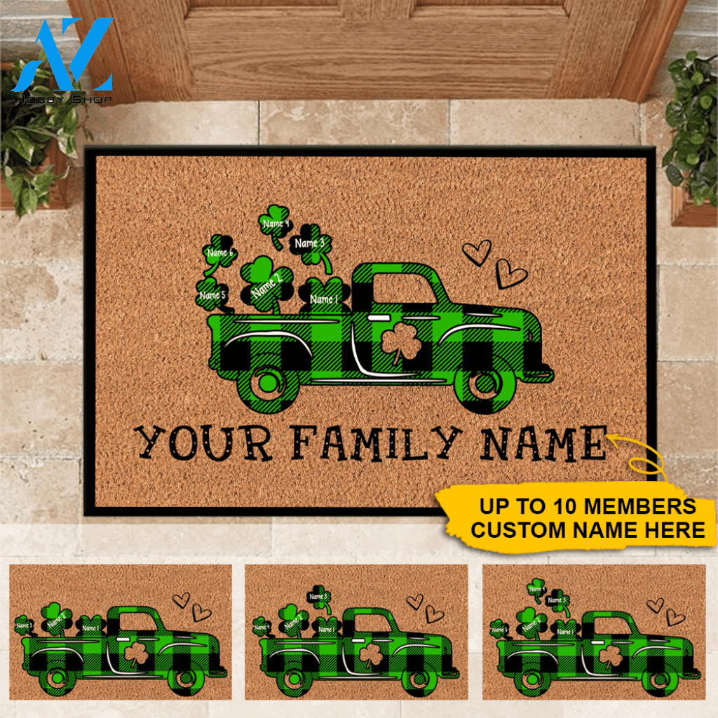 St. Patrick's Day Custom Doormat Lucky Family Personalized Gift | WELCOME MAT | HOUSE WARMING GIFT