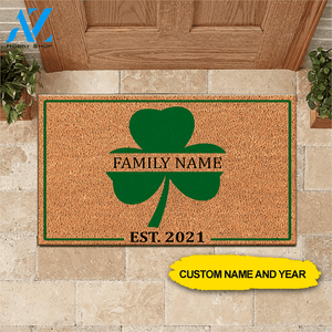 St. Patrick's Day Custom Doormat Shamrock Lucky Family Personalized Gift | WELCOME MAT | HOUSE WARMING GIFT