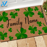 St.Patrick's Day Doormat Customized Shamrock Pattern Personalized Gift | WELCOME MAT | HOUSE WARMING GIFT