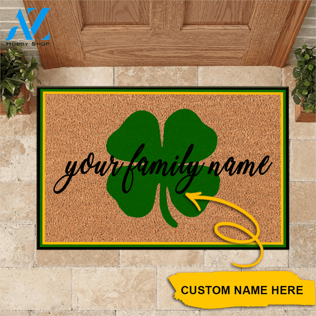 St Patrick's Day Doormat Customized Shamrock St Patrick's Day Personalized Gift | WELCOME MAT | HOUSE WARMING GIFT
