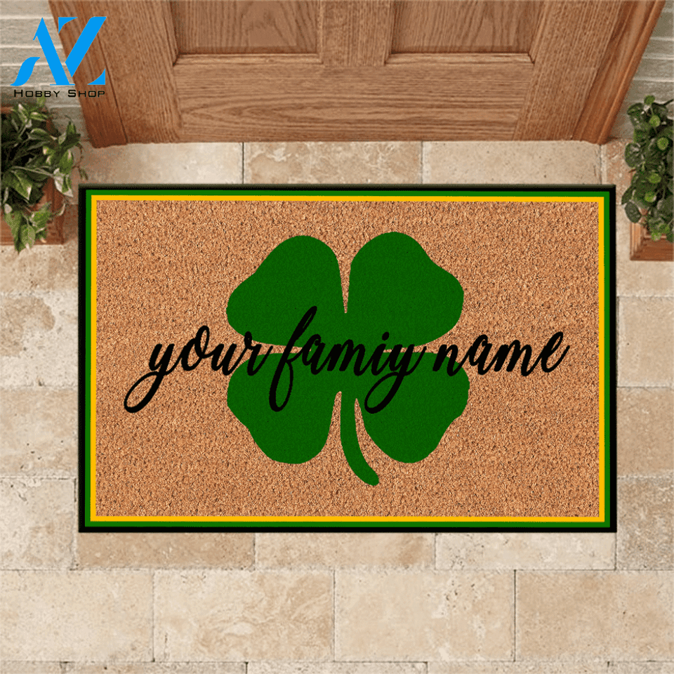 St Patrick's Day Doormat Customized Shamrock St Patrick's Day Personalized Gift | WELCOME MAT | HOUSE WARMING GIFT