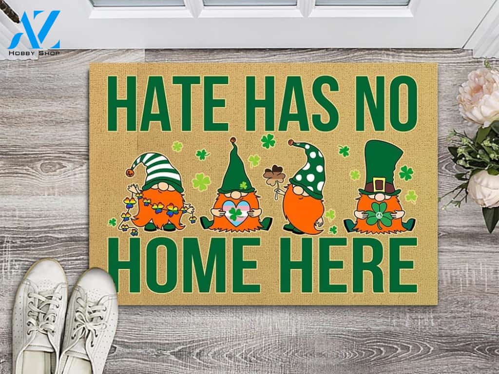 St. Patrick's Day Hate Has No Home Here Doormat | Welcome Mat | House Warming Gift