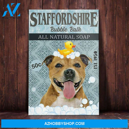 Staffordshire Bull Terrier Dog Bath Company Canvas Wall Art, Wall Decor Visual Art