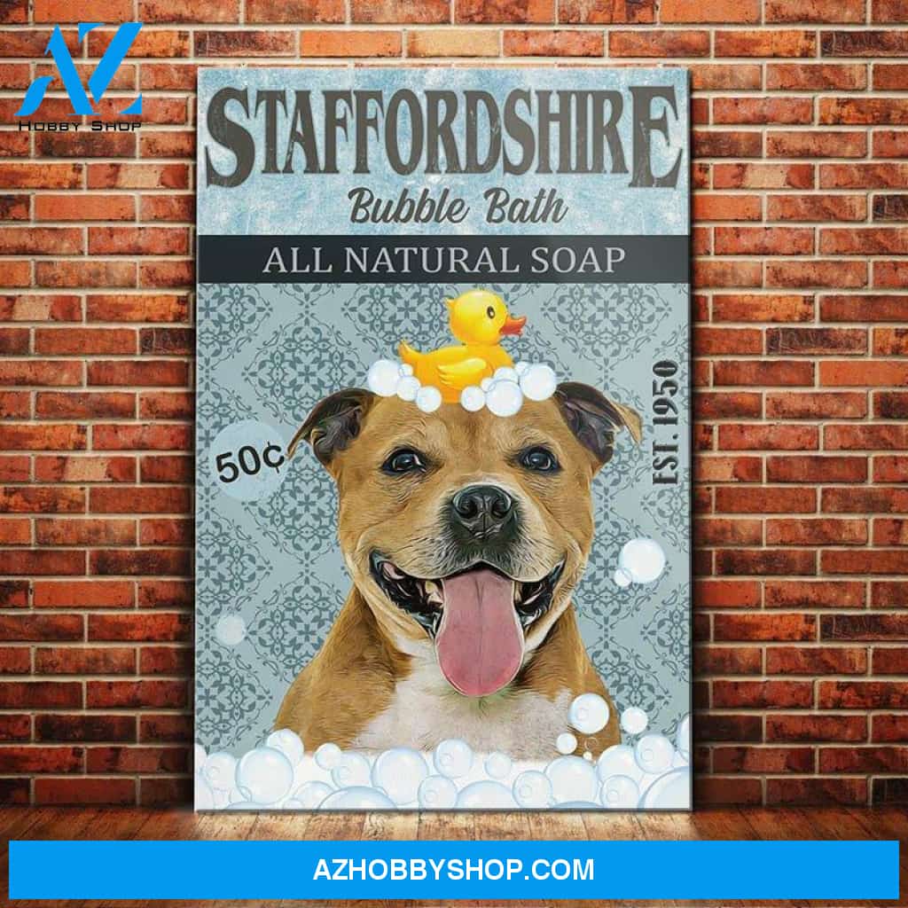 Staffordshire Bull Terrier Dog Bath Company Canvas Wall Art, Wall Decor Visual Art