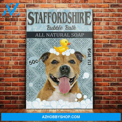 Staffordshire Bull Terrier Dog Bath Company Canvas Wall Art, Wall Decor Visual Art