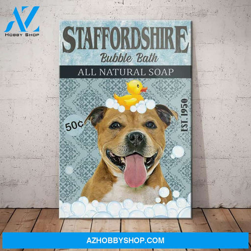 Staffordshire Bull Terrier Dog Bath Company Canvas Wall Art, Wall Decor Visual Art
