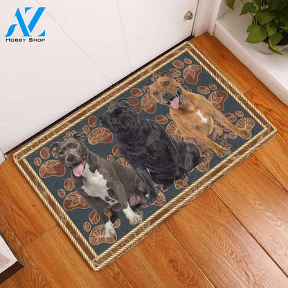 Staffordshire Bull Terrier Flower Paw - Dog Doormat | Welcome Mat | House Warming Gift