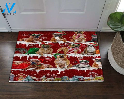 Staffordshire Bull Terrier Snow Christmas Doormat