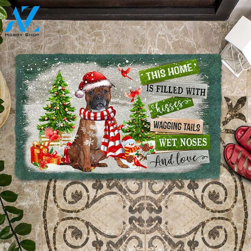 Staffordshire Bull Terrier This Home Is Filled With Kisses Christmas Dog Doormat