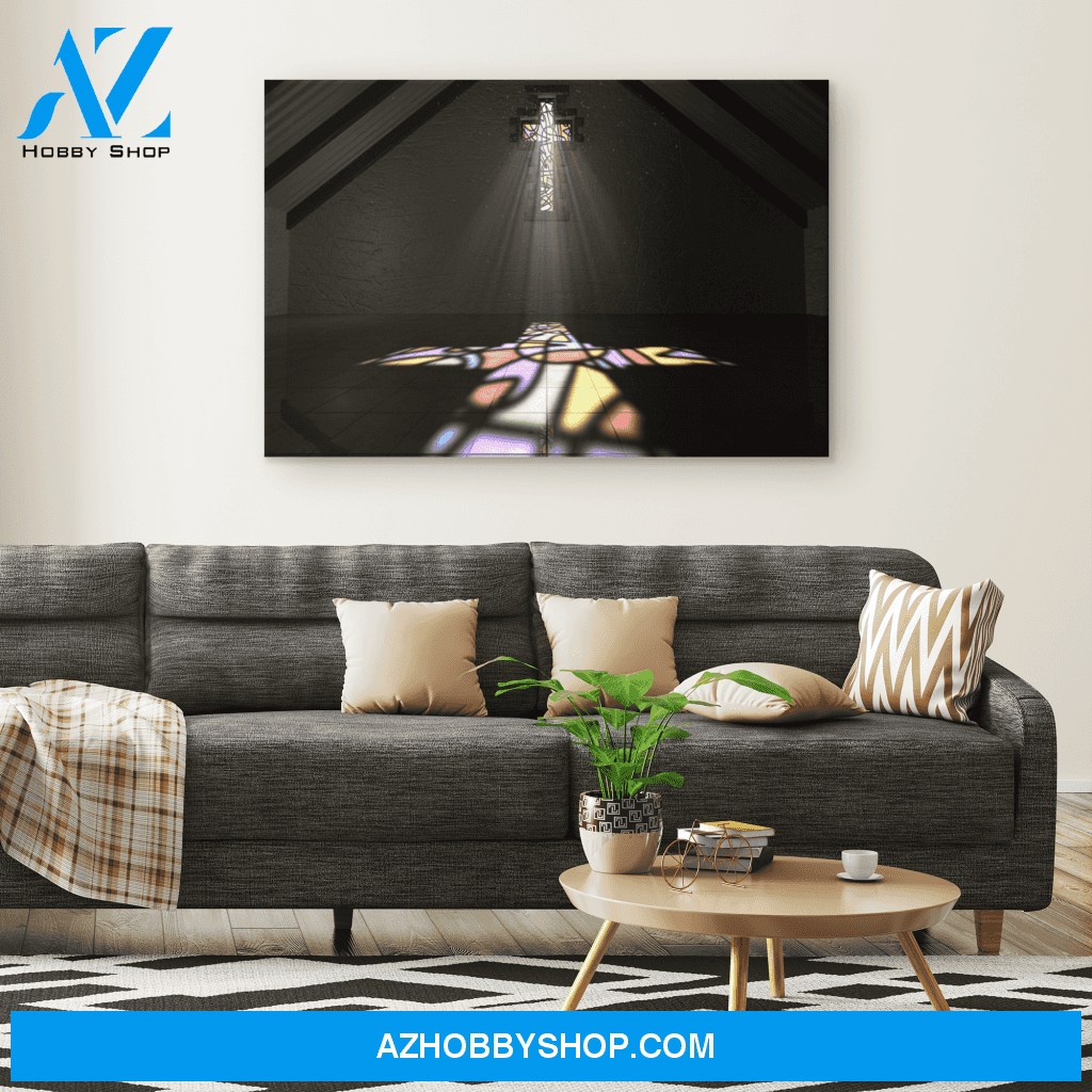 Stained Glass Window Crucifix Canvas Wrap