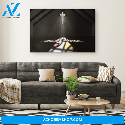Stained Glass Window Crucifix Canvas Wrap