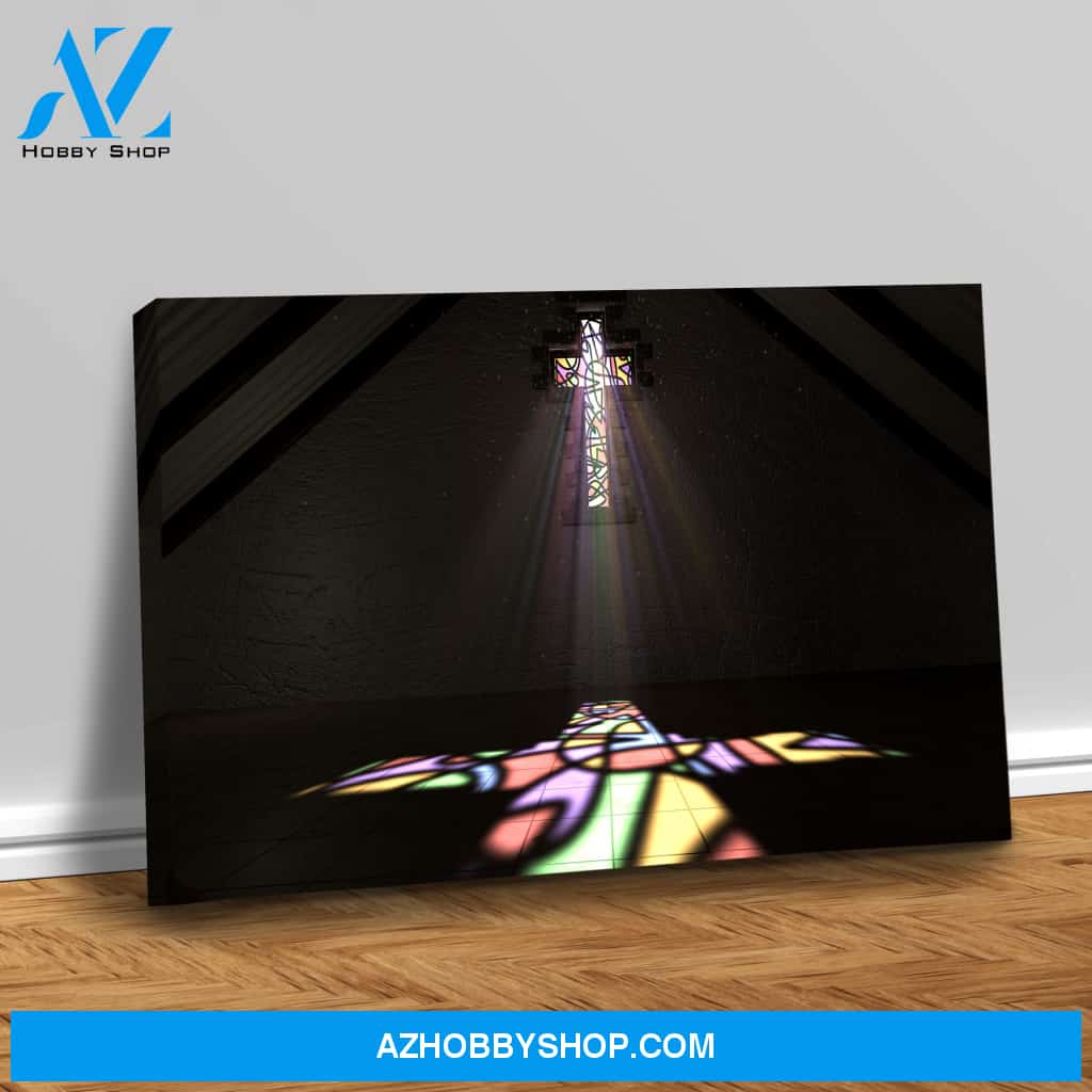 Stained Glass Window Crucifix Canvas Wrap