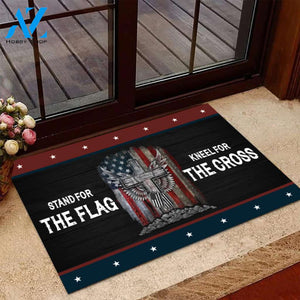 Stand For The Flag Kneel For The Cross Door Mats Door Mats